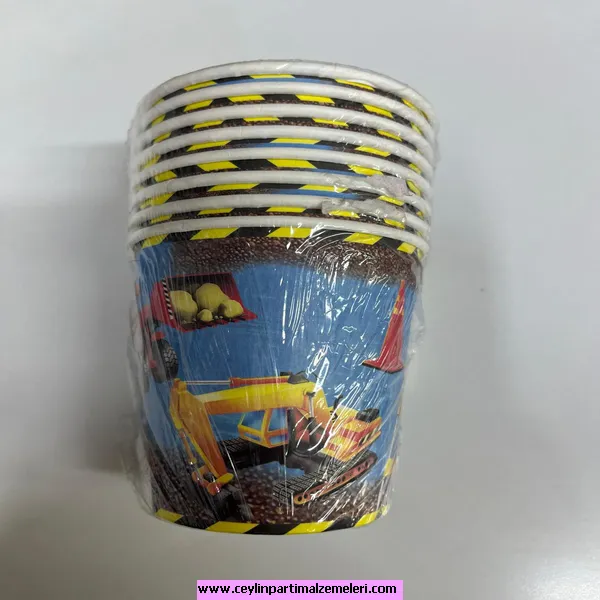 İş Makinesi Temalı Karton Bardak